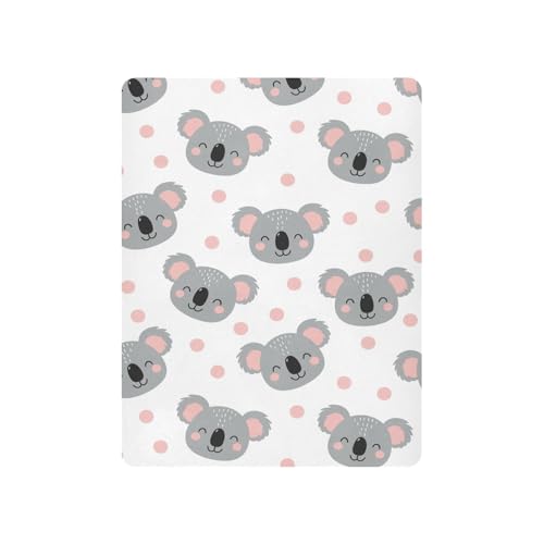 Image of Koala Polka Dots White Fitted Crib Sheet for Boys Girls Baby Soft Crib Sheets for Pack N Play Mattresses,39 x 27 in