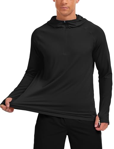 TACVASEN Mens Sun Protection Athletic Shirts UPF 50+ Rash Guard Long Sleeve Quarter Zip Sun Hoodie Running Fishing Shirt2