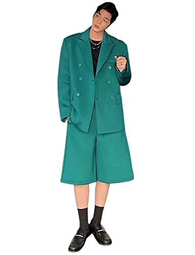 Men's Two Pieces Suit Loose Fit Double Breasted Interview Activity Tuxedos