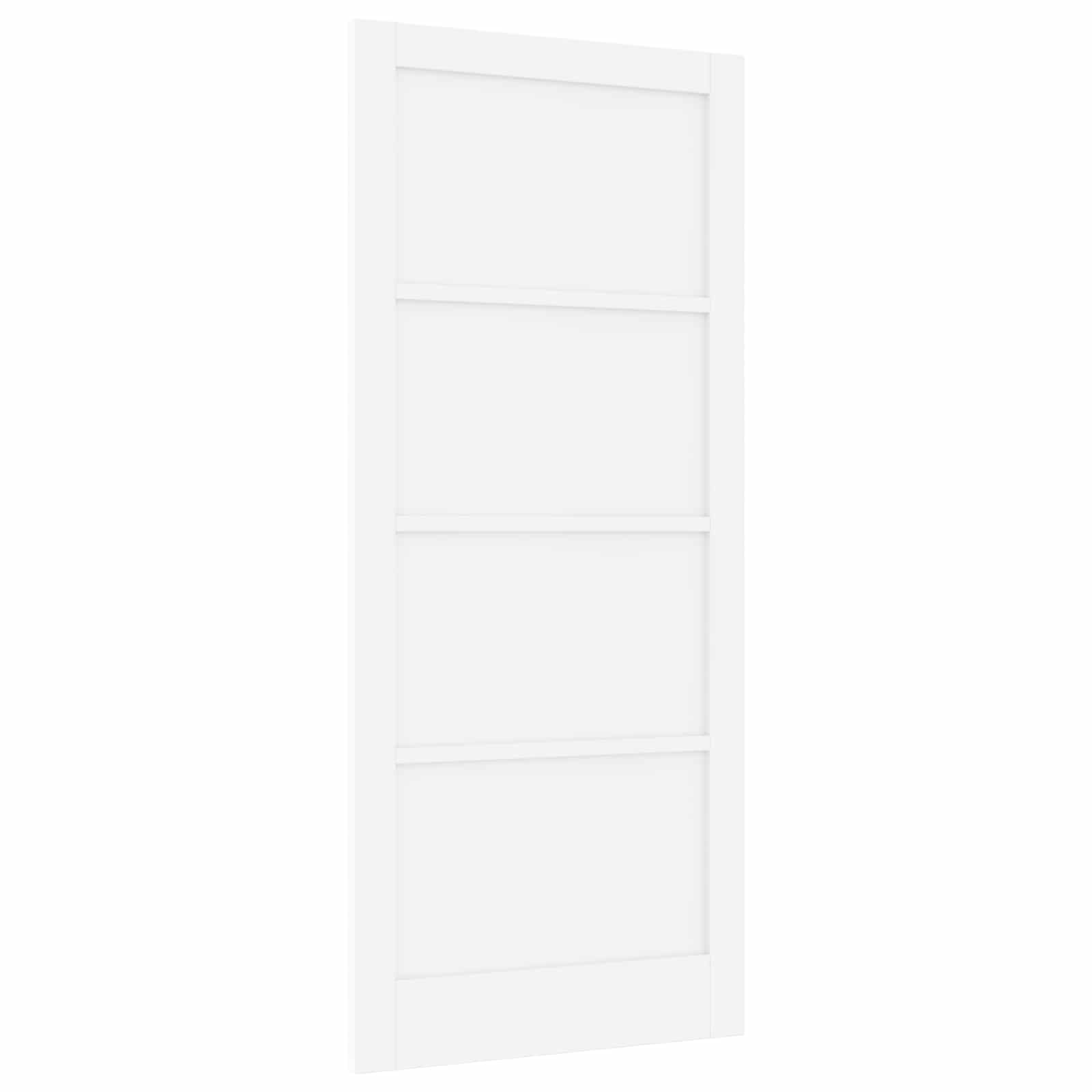Drzwi wewnętrzne białe ze sklejki i drewna sosnowego, 93 x 211 cm, drzwi przesuwne o rustykalnym wzornictwie, nie zajmują dużo miejsca, do przedpokoju i salonu, łatwy montaż, wszechstronne