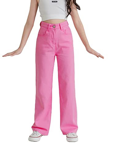 Floerns Girls Colorblock High Waist Ripped Jeans Destroyed Denim Pants