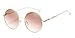 Produktbild BOZEVON Retro Runde Sonnenbrille Damen - Vintage stilvoll Kreis Metallrahmen Gold-braun