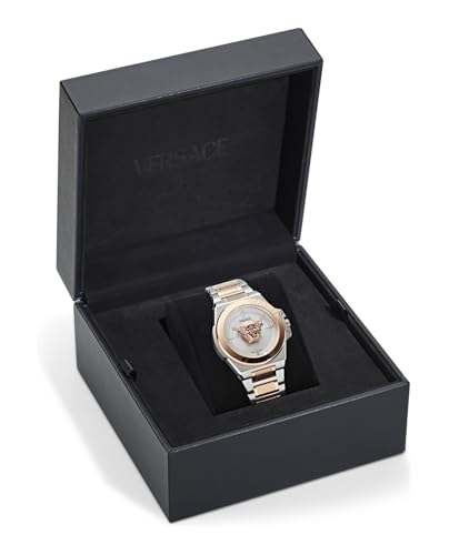 Versace Hera Collection Luxury Womens Watch Timepieces with a Two Tone Bracelet and Case Featuring a Silver Dial4