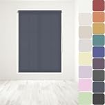 Straight Edge Dim-Out Roller Blind - Easy Fit Home Office - 90cm Width x 160cm Width Drop - Navy