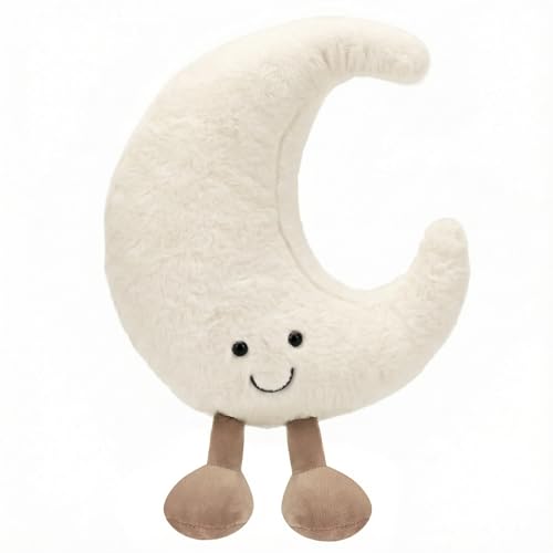 Sayudar Cojín de luna de 30 cm, peluche de luna mullida para dormir y decoración, cojín ergonómico de peluche con relleno estable, bonito cojín decorativo para habitación de los niños, oficina y
