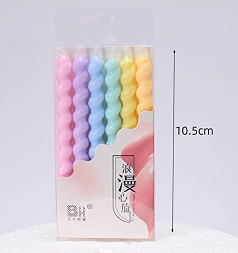 Candy Coloured Spiral Candles Set,Colorful Happy Birthday Candles,Twisty Curly Coil Candles,Creative Fun Long Thin Wedding Birthday Candles Set,Party Supplies,Cake Decoration,6 Pack #TOP5