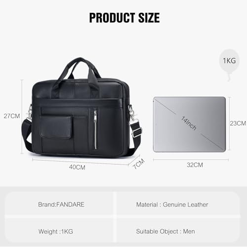 Bolso FANDARE para portátil de cuero genuino para hombre miniatura 5