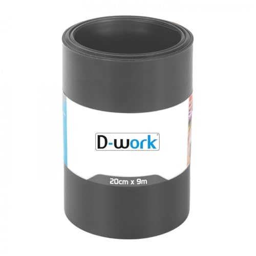 Bordure De Jardin Flexible Lisse Gris Anthracite Hauteur 20cm x Longueur 9 Mètres en PVC et Anti UV (ép. 1mm) - D-Work