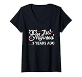 Photo Gallery donna just married 5 years ago funny 5 years wedding anniversary maglietta con collo a v Photo Gallery donna just married 5 years ago funny 5 years wedding anniversary maglietta con collo a v