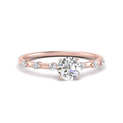 Bague de fiançailles diamant or rose, petite bague pierre de naissance femme taille 50 54 58
