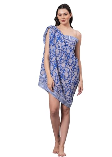 Pareo de playa de algodón 100% con estampado indio para mujer y falda bikini transpirable 2