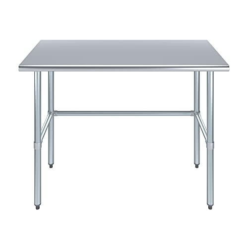 Image of AmGood Stainless Steel Work Table Open Base | Metal Work Bench (Stainless Steel Table Open Base, 48 inch Long x 24 inch Deep)