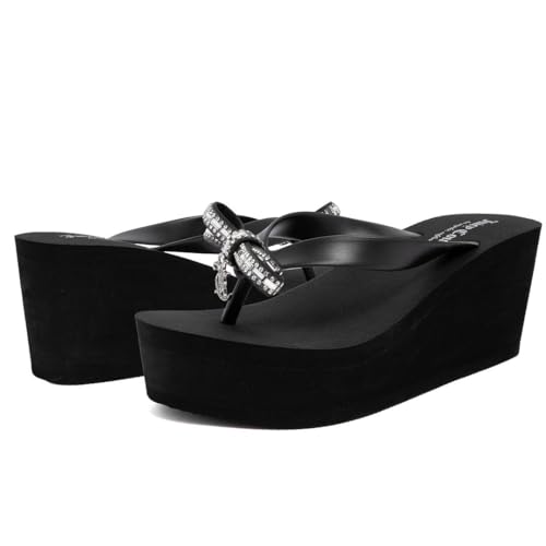 Image of Juicy Couture Women's Wedge Platform Flip Flops, Fashion Beach Sandals with Soft Footbed and Thong Style