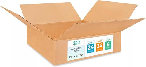 Large Shipping &amp; Moving Boxes 24"L x 24"W x 6"H (20-Pack) - Extra Strength 200 lb vs Regular - Corrugated Large Shipping Boxes for UPS, FEDEX - Cardboard Packing Box by IDL Packaging