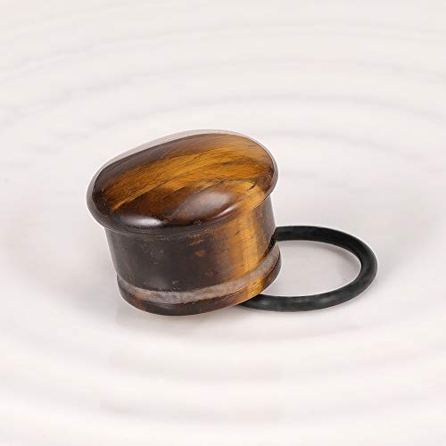 ZS Tiger Eye Natural Stone Brown Ear Plugs Single Flare Ear Gauges Expander with O-Ring Body Piercing3