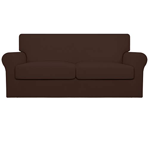 Image of Easy-Going Stretch Oversized Loveseat Couch Cover for 2 Cushion Washable | Sofa Slipcover for Stretch 2 Separate Sectional Cushion Couch - Elastic Furniture Protector for Pets, Kids Coffee