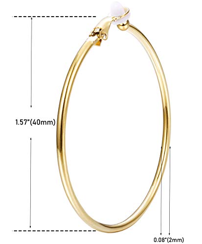 JOERICA Clip On Hoop Earrings for Women Silver Tone Gold Tone Rose Gold Tone Black Unpierced Hoop Earrings Non-pierced3