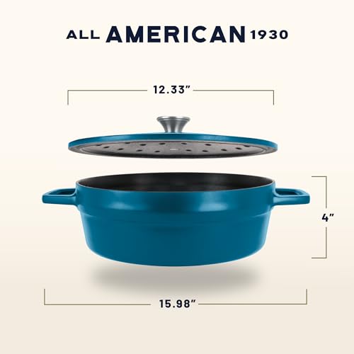 Image of All American 1930 - Dutch Oven - The Saucier Set, Berry Blue - 5.5qt Capacity - Perfect for Sauces, Soups & Simmering - Non Stick & PFAS Free - Made in the USA