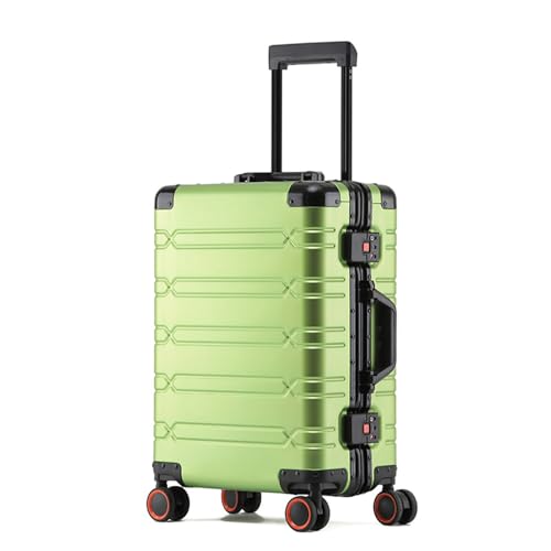 29 inch All Aluminum Magnesium Hardshell Carry on Luggage Airline Approved, 102L Hardside Carry on Suitcase with TSA Lock, Zipperless Luggage Checked Metal Rolling Luggage for Travel (Green-A)