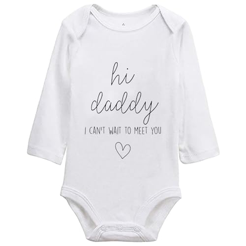 Image of Hi Daddy Bodysuit for Baby Hello Daddy Pregnancy Announcement for Husband I Love Daddys Baby Romper