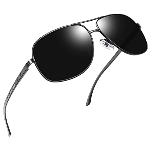 Óculos de Sol Masculino Polarizados Joopin Grande Armação Retangular Metal Leve Dirigindo Óculos de Sol para Homens, Proteção UV400 (Freixo Preto)