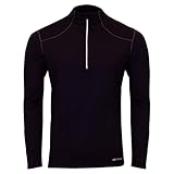 Hot Chillys Men's Clima-Tek Zip T Midweight Relaxed Fit Base Layer, Black, Medium