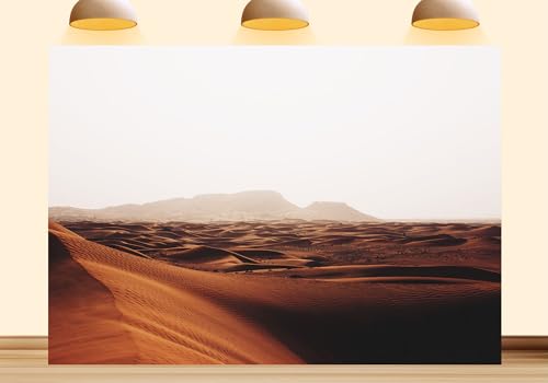 Desert Backdrop Featuring Dry Riverbed Scene Wild West Sand Dunes Background for Western Cowboy Milestone Party Decorations Hiking Camping Photo Booth Props 8X8ft Fabric