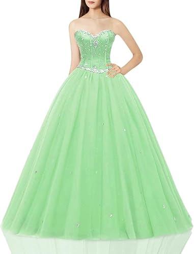Image of Likedpage Women's Sweetheart Ball Gown Tulle Quinceanera Dresses Prom Dress