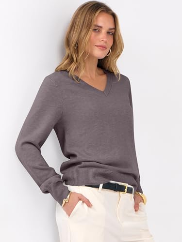 Image of ANRABESS Women's Long Sleeve V Neck Basic Sweaters | Classic Pullover Tops,Soft Loose,Business Casual Work,Travel Vacation,All Day Wear,Fall Spring Outfits,Winter Layer Clothing