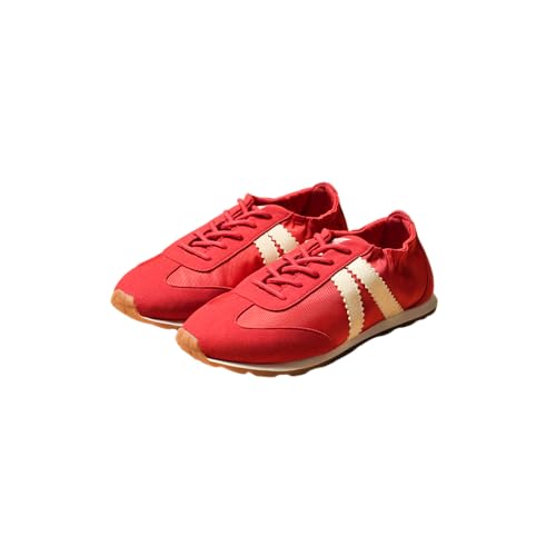 Image of Theater Fuji Casual Sneakers in Suede for Women | Stylish Flat Lace-Up Shoes | Lightweight Comfortable Footwear with Cushioned Insole