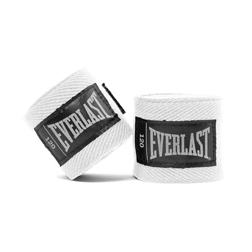 Fasce da Boxe Everlast Core (305 cm) Bianche, per guantoni, Sparring, MMA e Kickboxing, Chiusura a...