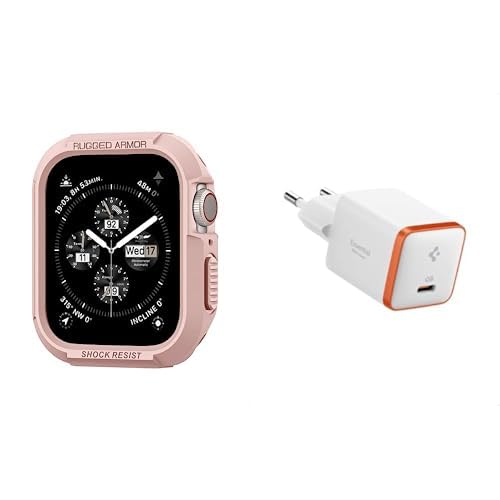 Spigen Apple Watch 41mm/40mm (Seri 9/8/SE2/7/6/SE/5/4) Kılıf Rugged Armor Rose Gold - 061CS24481 Spigen 30W USB-C Ultra Mini Hızlı Şarj Aleti