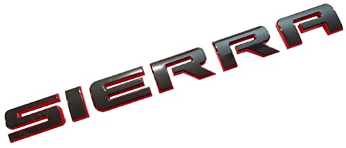 Image of 1Pcs Sierra Letters L /R Door Rear Tailgate Emblem Replacement for GMC Sierra 1500 2500 (Redline)