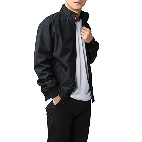 Allthemen Blouson Homme Léger Veste Militaire Chaud Jacket Casual Hiver Printemps Automne Aviateur Col Montant Noir 3XL - Image 3