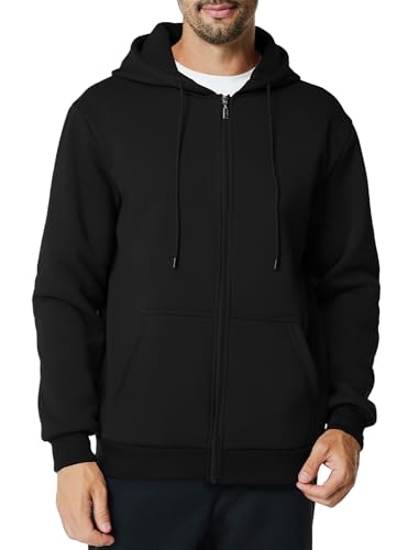 Mens Zip Up Hoodie Long Sleeve Fleece Casual Hooded Sweatshirts Athletic Full Zip Jacket with Pockets2