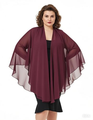 Morbido Chiffon --- La scialle donna elegnate è realizzata in chiffon di alta qualità che è morbido, confortevole, sheer, traspirante e leggero. È come un bolero, un nuovo scialle.