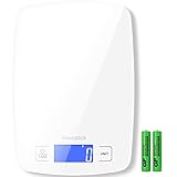 Food Kitchen Scale, Geekclick 22lb Digital Scale for Food Weight Grams and Oz, Food Weight Scale for Cooking, Baking and Weight Loss, 1g/0.05oz Precise Graduation, Tempered Glass, White