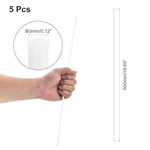 Image of uxcell 5 Pcs White Plastic Rods 3 x 500mm ABS Styrene Round Stick Round Solid Bar DIY Model for DIY Toys Building Making Architectural Model Making
