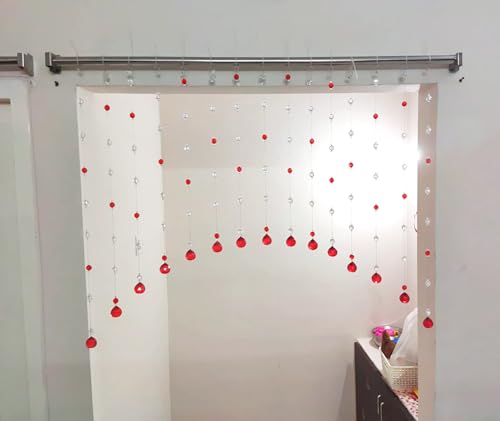 Image of K9L 20 String, Acrylic Bead and Drops, String Hanging Crystal Curtain (20 String Suitable to 3 to 4 Feet Width) (Red)