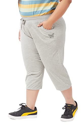 Image of CUPID Woman's Plus Size Plain Cotton Half Pant, 3 /4th Sports n Casual Night Short Pant, Knee Length Indoor n Outdoor Capris for Ladies