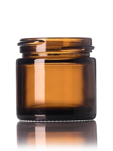 1 oz Round Amber Glass Cosmetic Jars with Lids Travel Glass Jars Refillable Cosmetic Containers for Ointments Lotion