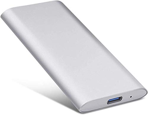 Disco duro externo, disco duro externo delgado unidad de almacenamiento portátil compatible con PC, portátil y Mac (2 tb, plateado)