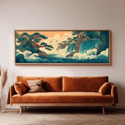 Larges vagues d'Hokusai sur une grande œuvre d'art mural pour s'évader