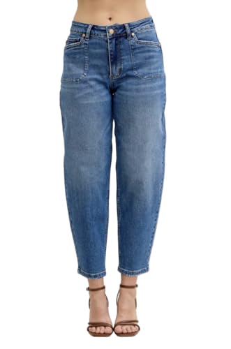 Judy Blue High Rise Soft Barrel Jeans- Ivory Gem