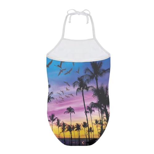 Image of One Piece Swimsuit for Girls Beach Bathing Suit Halter Straps Sports Swimwear for 1-10 Year Toddler Kids