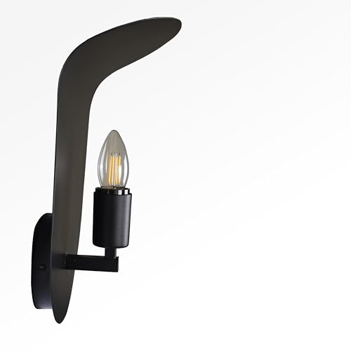 Image of BENE Alabama Mild Steel Indoor Modern Wall Lamp, E-27 Base Wall Light for Home Decor, Kitchen, Living Room, Bedroom, 35 cm (Black, Pack of 2)