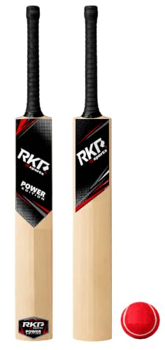 Image of Power Edition Himachal Willow Cricket Bat Size 5 with Premium Soft Tennis Ball | Natural Willow Wooden Cricket Bat for Boys & Girls Age 10-13 Years | Lightweight Tennis Ball Bat