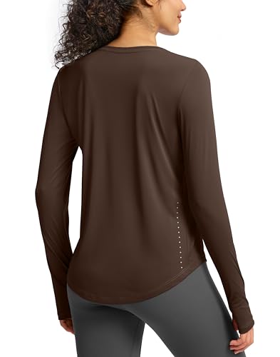 Image of Soothfeel Lightweight Long Sleeve Workout Tops for Women Gym Running Shirts