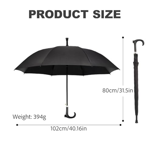 UTHDLM Windproof Walking Cane/Stick Umbrella, 8-Rib Reinforced Frame, Sun & Rain Protection, Anti-Slip, Large Windproof Strong, Men’s & Women’s Mobility Umbrella(Navy Blue) - Image 6