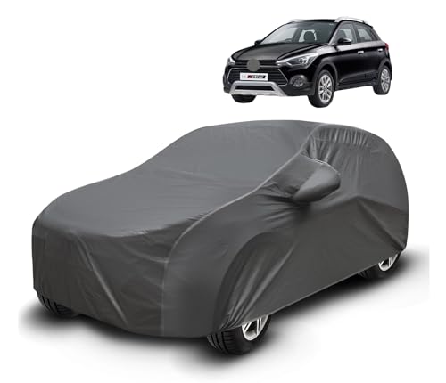 Image of Auto Hub Waterproof Car Cover Compatible with i20 Active with Mirror Pockets, Soft Cotton Lining, i20 Active Car Cover Waterproof, Grey